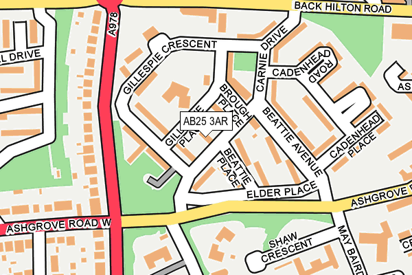 AB25 3AR map - OS OpenMap – Local (Ordnance Survey)