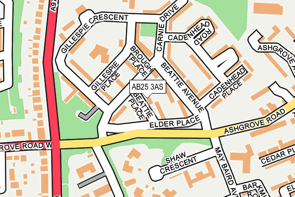 AB25 3AS map - OS OpenMap – Local (Ordnance Survey)