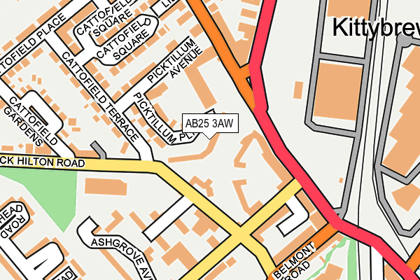 AB25 3AW map - OS OpenMap – Local (Ordnance Survey)