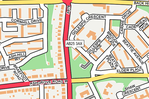 AB25 3AX map - OS OpenMap – Local (Ordnance Survey)