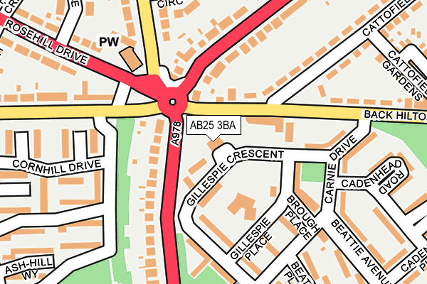 AB25 3BA map - OS OpenMap – Local (Ordnance Survey)