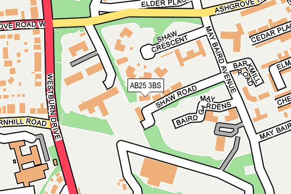 AB25 3BS map - OS OpenMap – Local (Ordnance Survey)