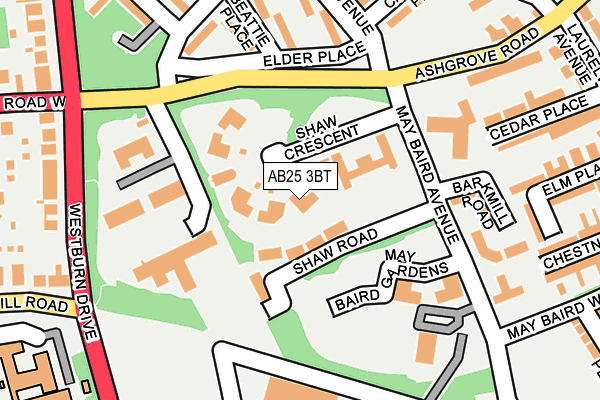 AB25 3BT map - OS OpenMap – Local (Ordnance Survey)