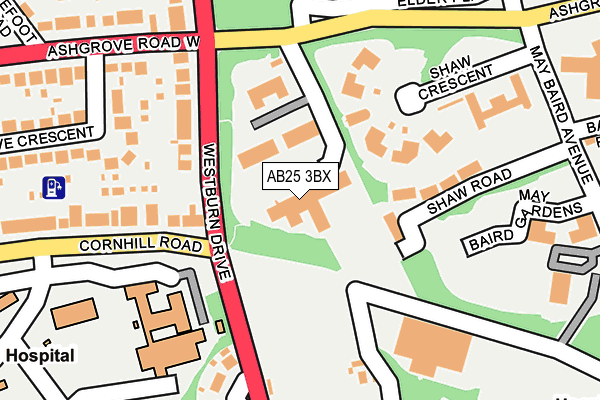 AB25 3BX map - OS OpenMap – Local (Ordnance Survey)