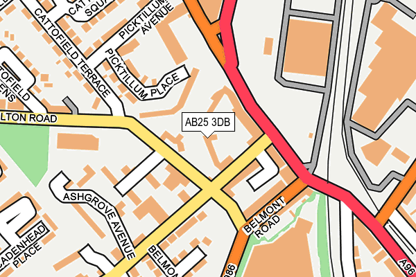 AB25 3DB map - OS OpenMap – Local (Ordnance Survey)