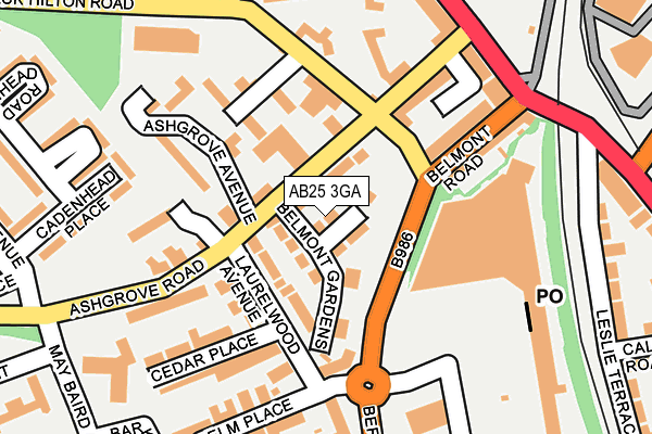 AB25 3GA map - OS OpenMap – Local (Ordnance Survey)
