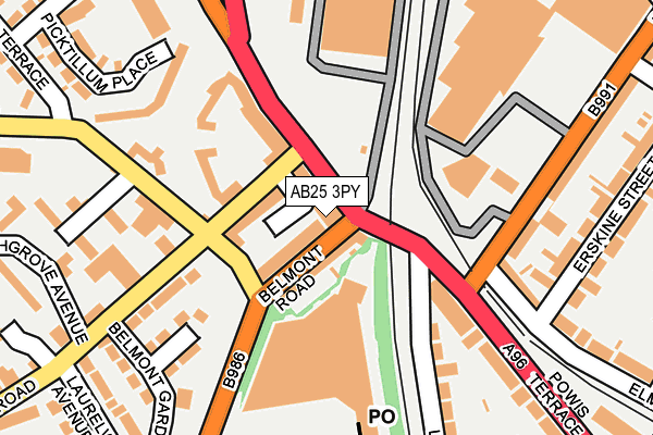 AB25 3PY map - OS OpenMap – Local (Ordnance Survey)