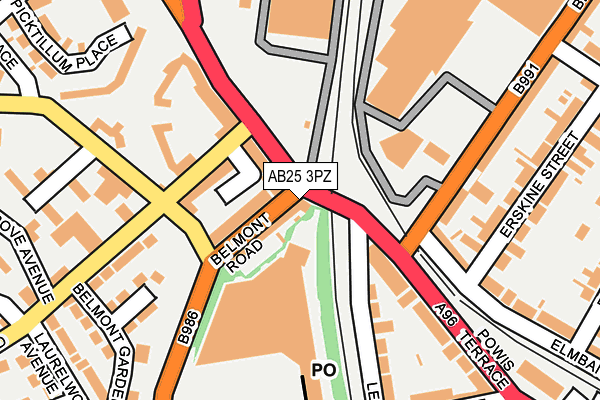 AB25 3PZ map - OS OpenMap – Local (Ordnance Survey)