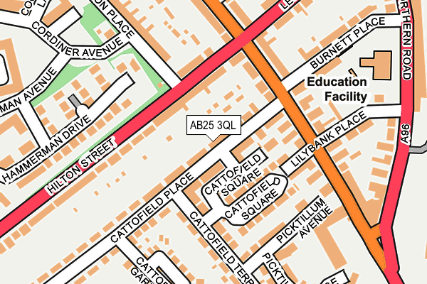 AB25 3QL map - OS OpenMap – Local (Ordnance Survey)