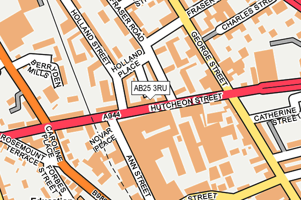 AB25 3RU map - OS OpenMap – Local (Ordnance Survey)