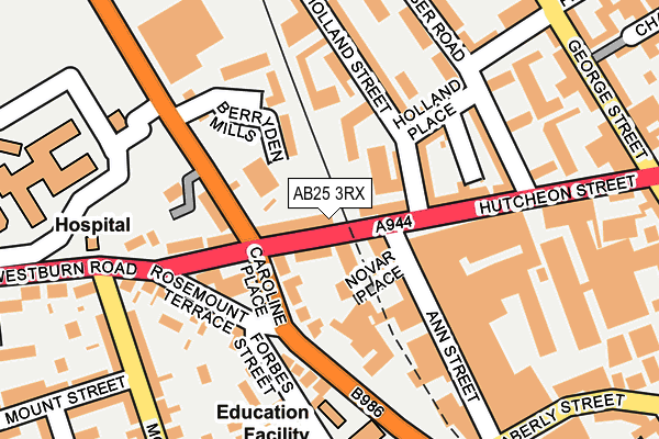 AB25 3RX map - OS OpenMap – Local (Ordnance Survey)