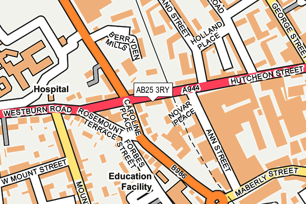 AB25 3RY map - OS OpenMap – Local (Ordnance Survey)