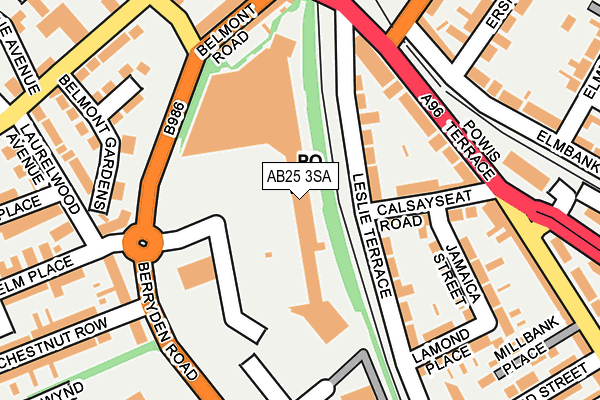 AB25 3SA map - OS OpenMap – Local (Ordnance Survey)