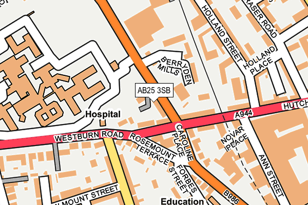 AB25 3SB map - OS OpenMap – Local (Ordnance Survey)