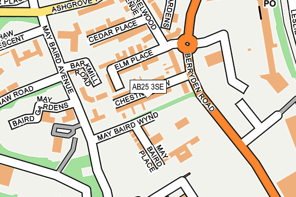 AB25 3SE map - OS OpenMap – Local (Ordnance Survey)