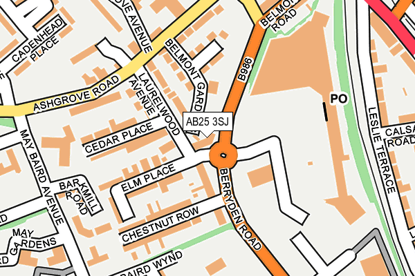 AB25 3SJ map - OS OpenMap – Local (Ordnance Survey)