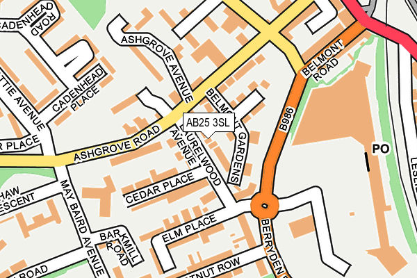 AB25 3SL map - OS OpenMap – Local (Ordnance Survey)