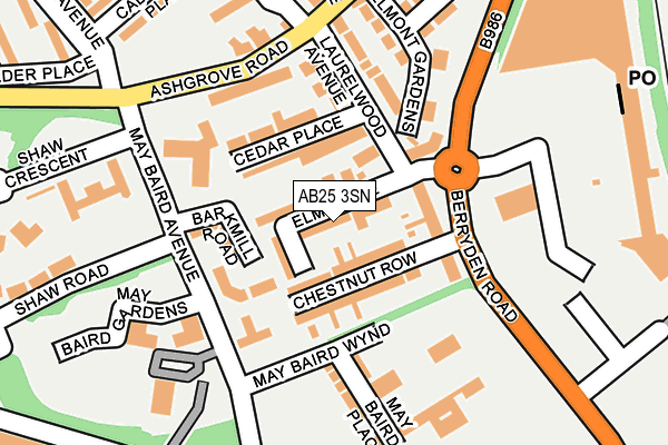 AB25 3SN map - OS OpenMap – Local (Ordnance Survey)