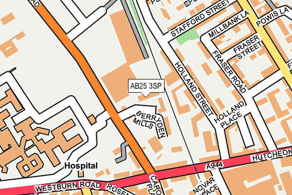 AB25 3SP map - OS OpenMap – Local (Ordnance Survey)