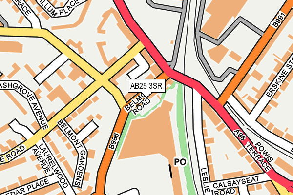 AB25 3SR map - OS OpenMap – Local (Ordnance Survey)