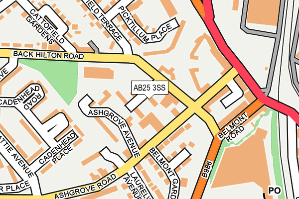 AB25 3SS map - OS OpenMap – Local (Ordnance Survey)