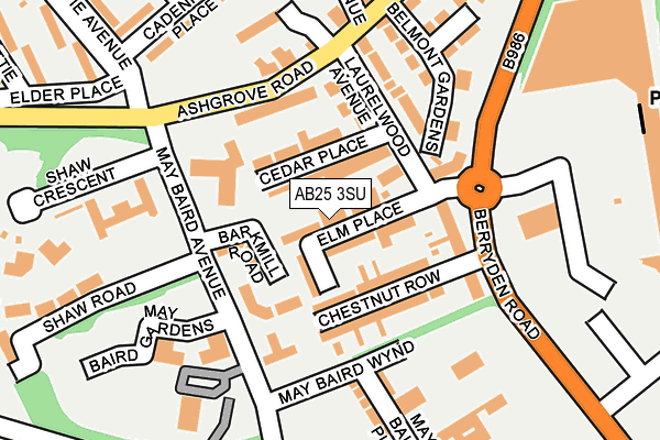 AB25 3SU map - OS OpenMap – Local (Ordnance Survey)