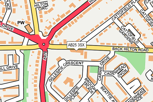 AB25 3SX map - OS OpenMap – Local (Ordnance Survey)