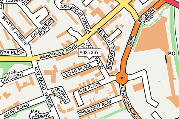 AB25 3SY map - OS OpenMap – Local (Ordnance Survey)