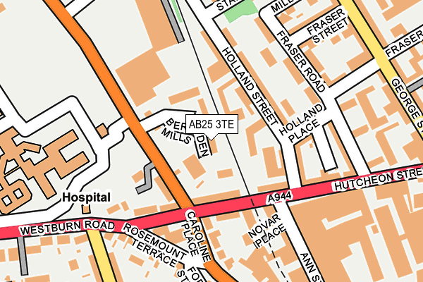 AB25 3TE map - OS OpenMap – Local (Ordnance Survey)