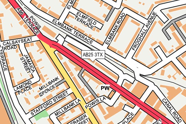 AB25 3TX map - OS OpenMap – Local (Ordnance Survey)
