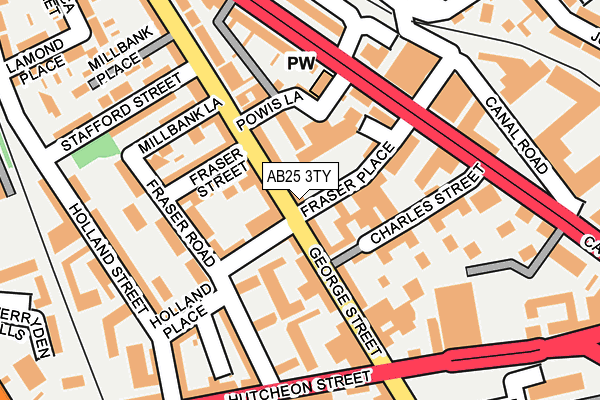 AB25 3TY map - OS OpenMap – Local (Ordnance Survey)