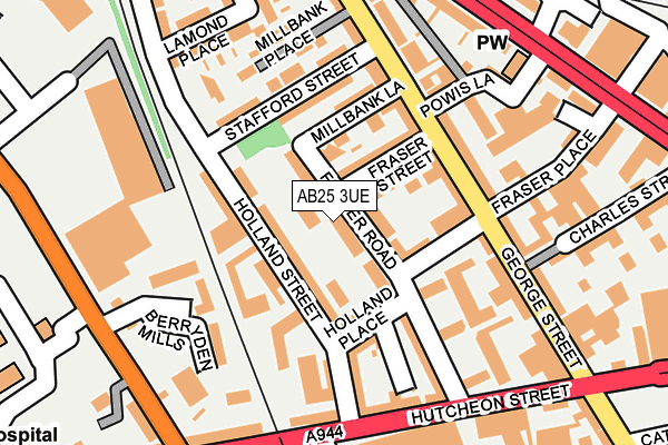 AB25 3UE map - OS OpenMap – Local (Ordnance Survey)
