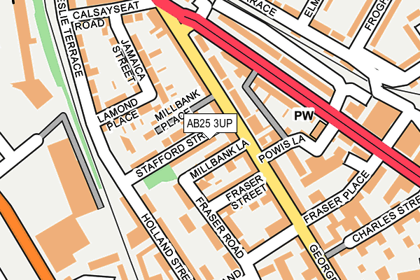 AB25 3UP map - OS OpenMap – Local (Ordnance Survey)