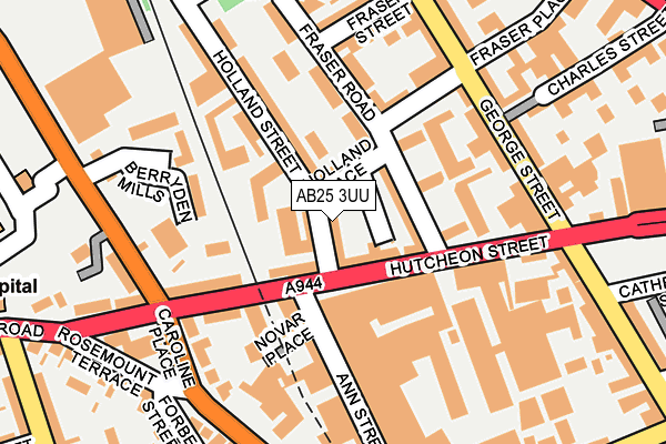 AB25 3UU map - OS OpenMap – Local (Ordnance Survey)