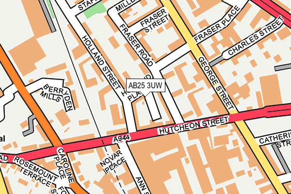 AB25 3UW map - OS OpenMap – Local (Ordnance Survey)