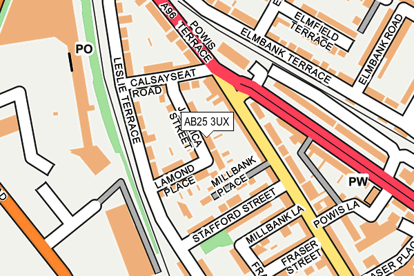 AB25 3UX map - OS OpenMap – Local (Ordnance Survey)