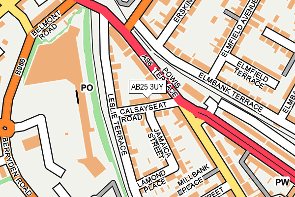 AB25 3UY map - OS OpenMap – Local (Ordnance Survey)