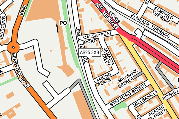 AB25 3XB map - OS OpenMap – Local (Ordnance Survey)