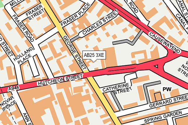 AB25 3XE map - OS OpenMap – Local (Ordnance Survey)