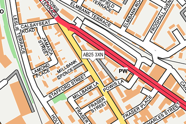 AB25 3XN map - OS OpenMap – Local (Ordnance Survey)