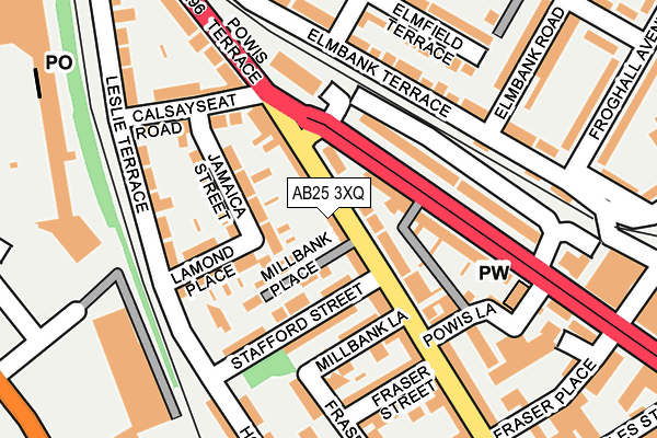 AB25 3XQ map - OS OpenMap – Local (Ordnance Survey)
