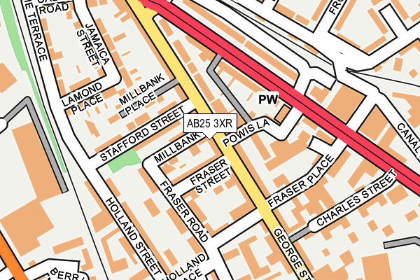 AB25 3XR map - OS OpenMap – Local (Ordnance Survey)