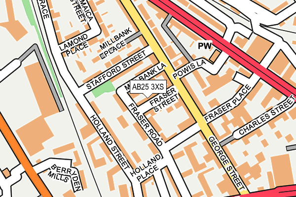 AB25 3XS map - OS OpenMap – Local (Ordnance Survey)
