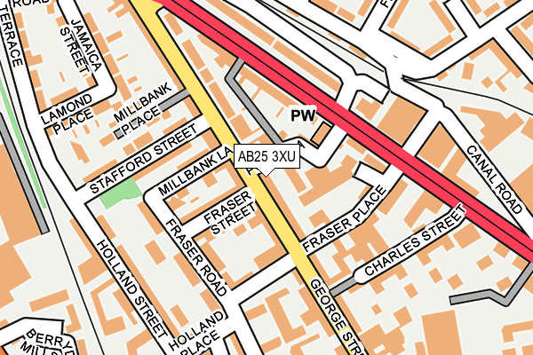 AB25 3XU map - OS OpenMap – Local (Ordnance Survey)