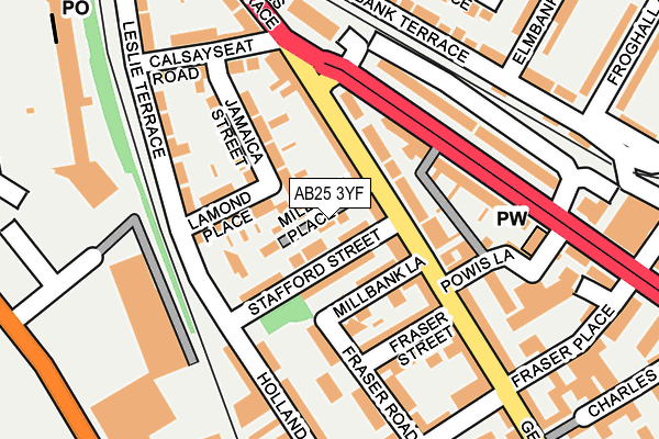 AB25 3YF map - OS OpenMap – Local (Ordnance Survey)