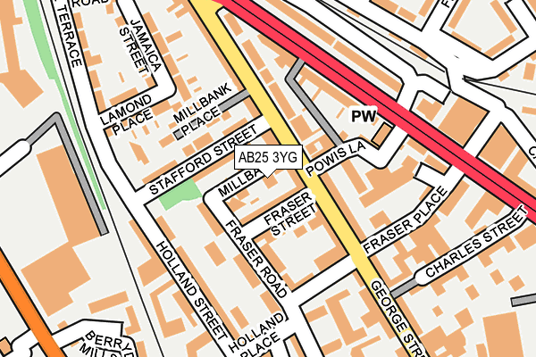 AB25 3YG map - OS OpenMap – Local (Ordnance Survey)