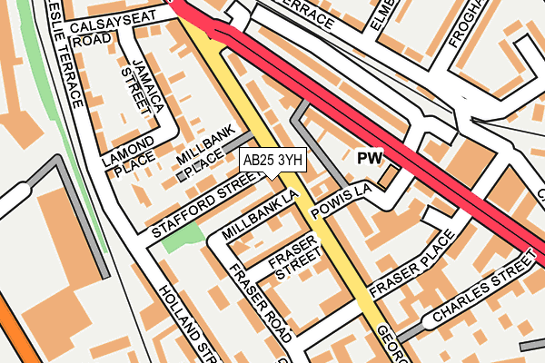 AB25 3YH map - OS OpenMap – Local (Ordnance Survey)
