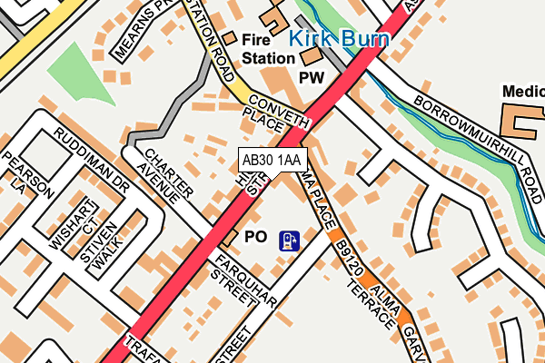 AB30 1AA map - OS OpenMap – Local (Ordnance Survey)