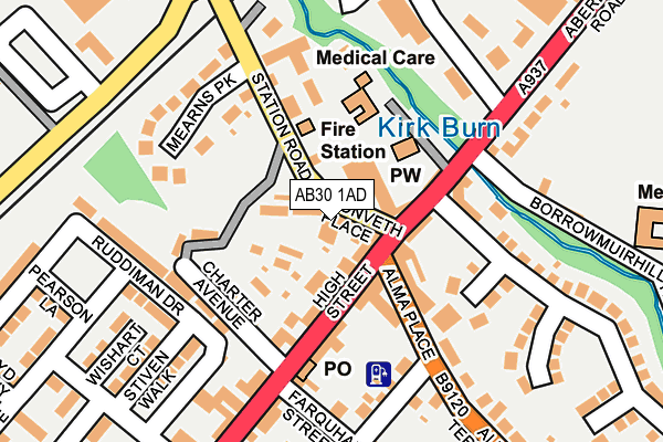 AB30 1AD map - OS OpenMap – Local (Ordnance Survey)
