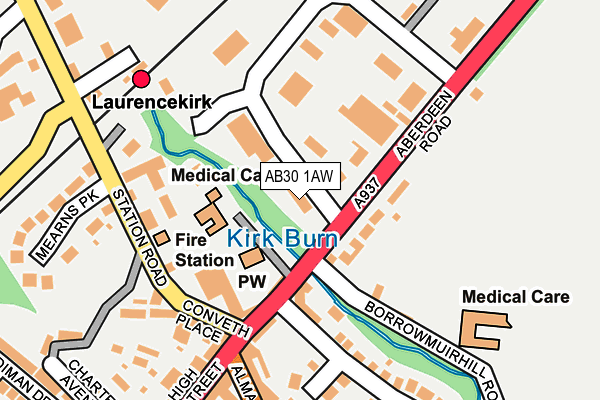 AB30 1AW map - OS OpenMap – Local (Ordnance Survey)